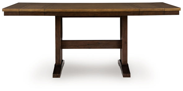 Rylandeen - Rectangular Dining Room Counter Height Extension Table - Light Brown / Dark Brown