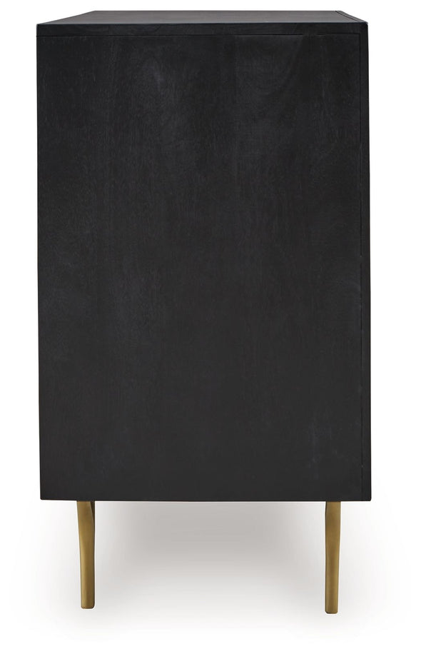 Tayner - Black / Gold Finish - Accent Cabinet