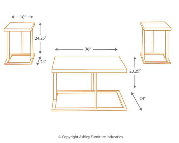 Airdon - Bronze Finish - Occasional Table Set (Set of 3)
