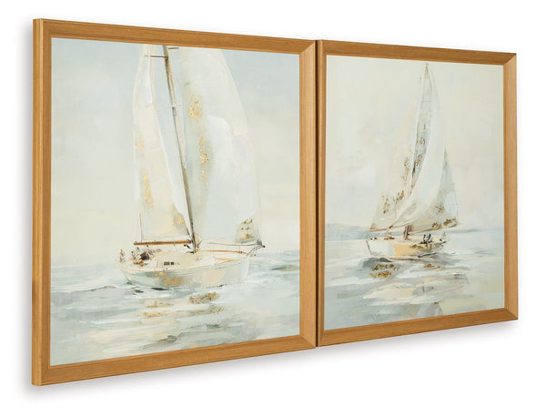 Winbrook - Wall Art Set (Set of 2) - Gray / Tan / Gold Finish