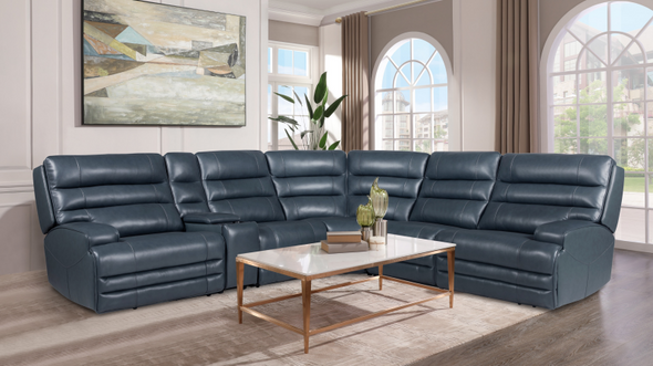 Regal Park -6 Pc Leather Power sectional