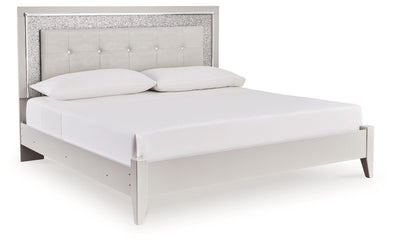 Zyniden - Silver - King Upholstered Panel Bed