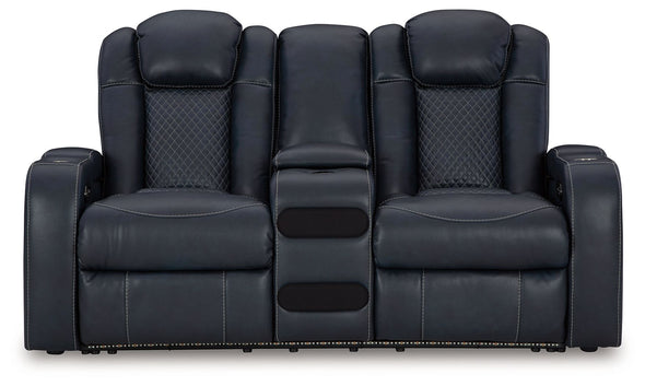 Fyne-dyme - Power Reclining Loveseat With Console/Adj Hdrst