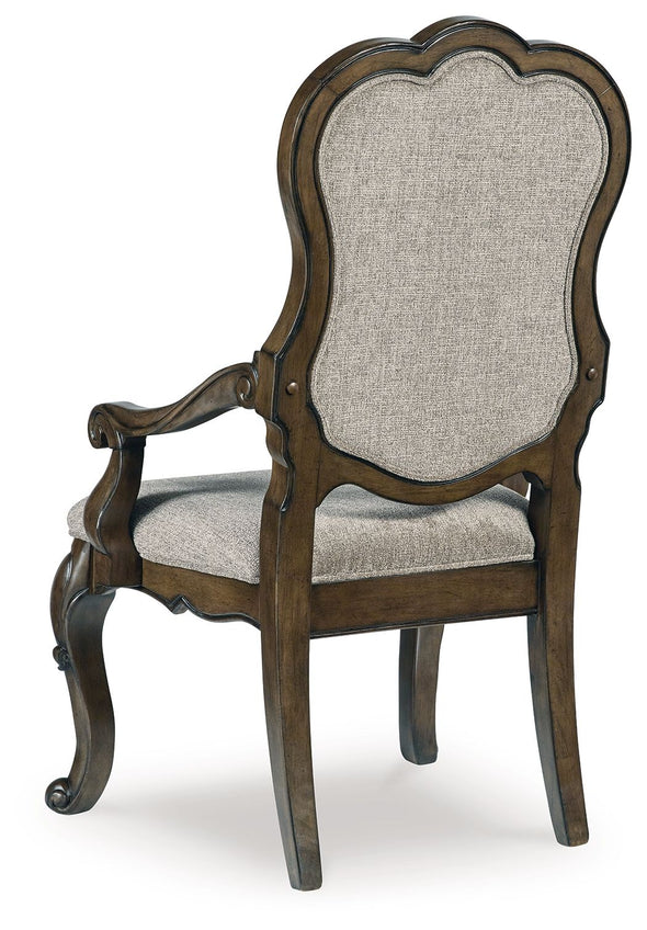 Maylee - Dark Brown - Dining Upholstered Arm Chair (Set of 2)