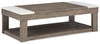 Loyaska - Grayish Brown / White - Lift Top Cocktail Table