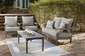 Visola - Gray - 4 Pc. - Outdoor Loveseat, 2 Lounge Chairs And Coffee Table