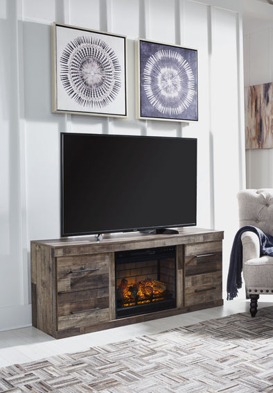 Derekson - Multi Gray - TV Stand With Electric Fireplace