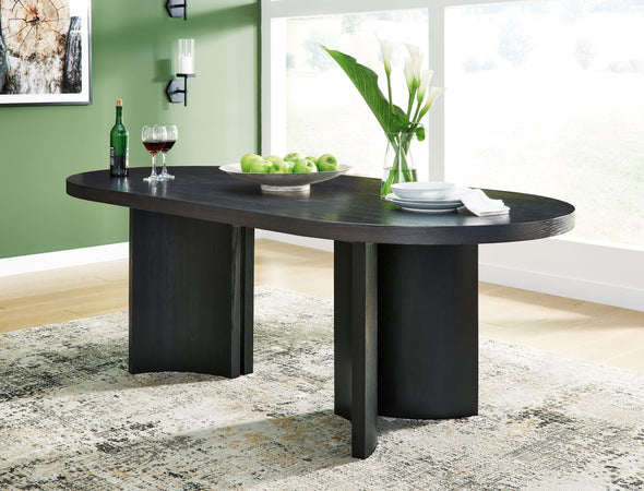 Rowanbeck - Black - Oval Dining Room Table