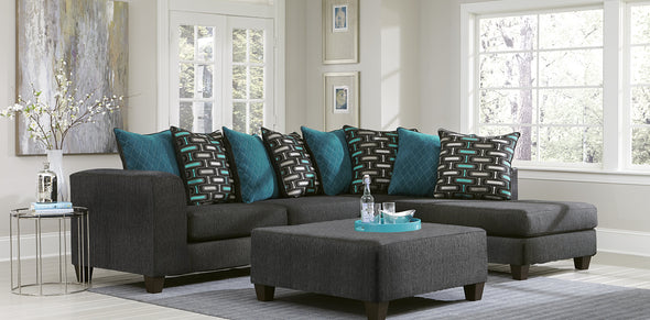 Watson Black 2-piece Sectional with Chaise