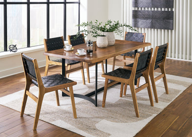 Fortmaine - Brown / Black - 7 Pc. - Dining Table, 6 Side Chairs