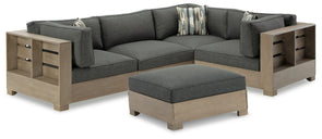 Citrine Park - Brown - 5 Pc. - 4-Piece Outdoor Sectional With Ottoman