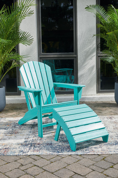 Sundown Treasure - Turquoise - 2 Pc. - Adirondack Chair And Ottoman