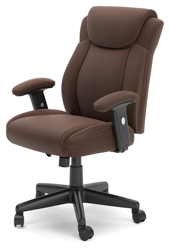 Roanhowe - Brown - 3 Pc. - Home Office Desk, Bookcase, Swivel Desk Chair