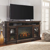 Roddinton - Dark Brown - 2 Pc. - 74" TV Stand With Electric Infrared Fireplace Insert