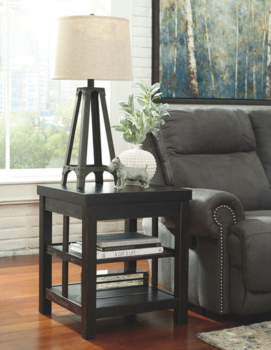 Gavelston - Rubbed Black - Square End Table