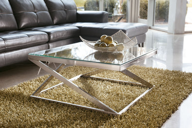 Coylin - Brushed Nickel Finish - Square Cocktail Table